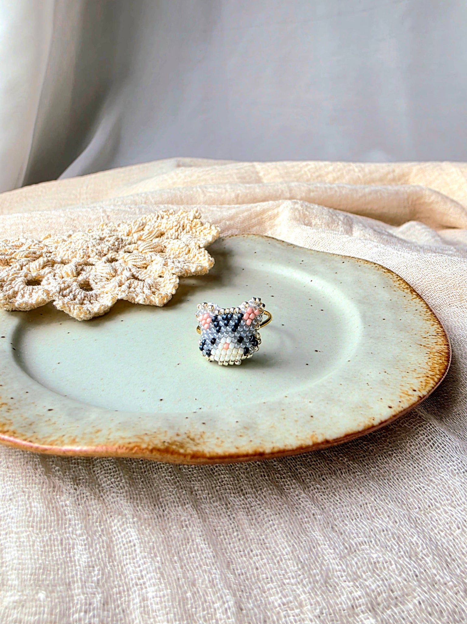 Grey tabby cat ring front