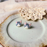 Grey tabby cat stud earrings front