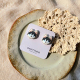 Husky stud earrings on card