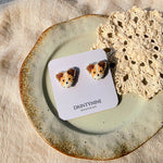 Jack russell stud earrings on card