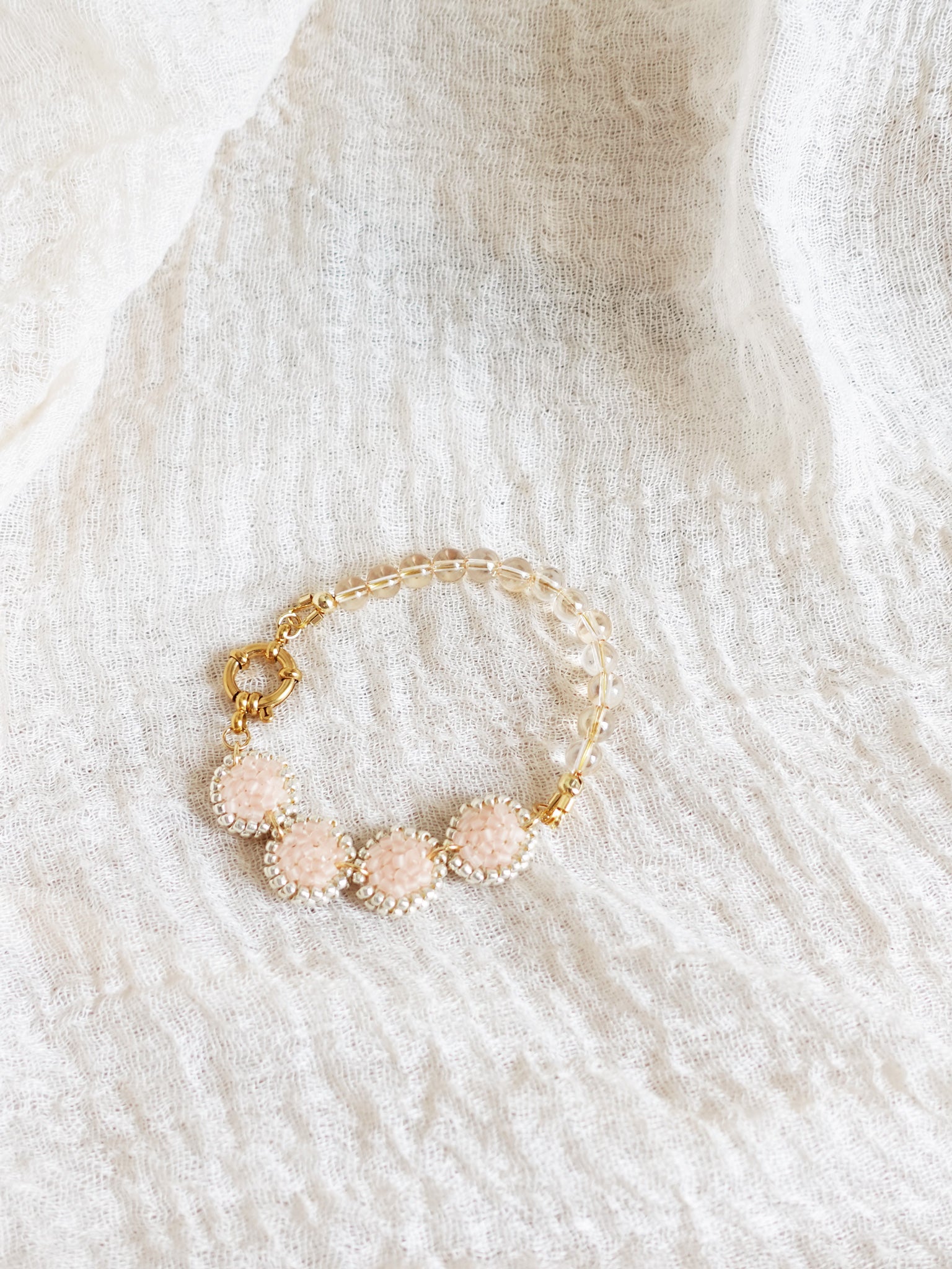 Josie Crystal Bracelet in Blush Pink Front 2