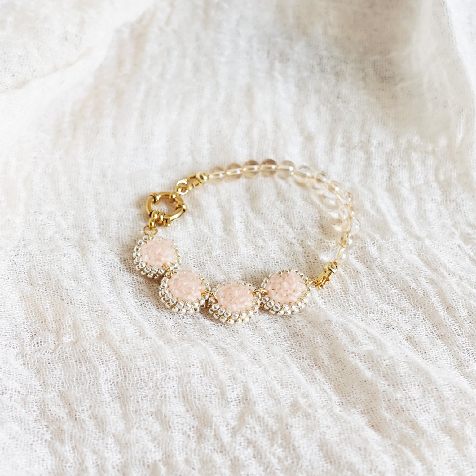 Josie Crystal Bracelet in Blush Pink Front