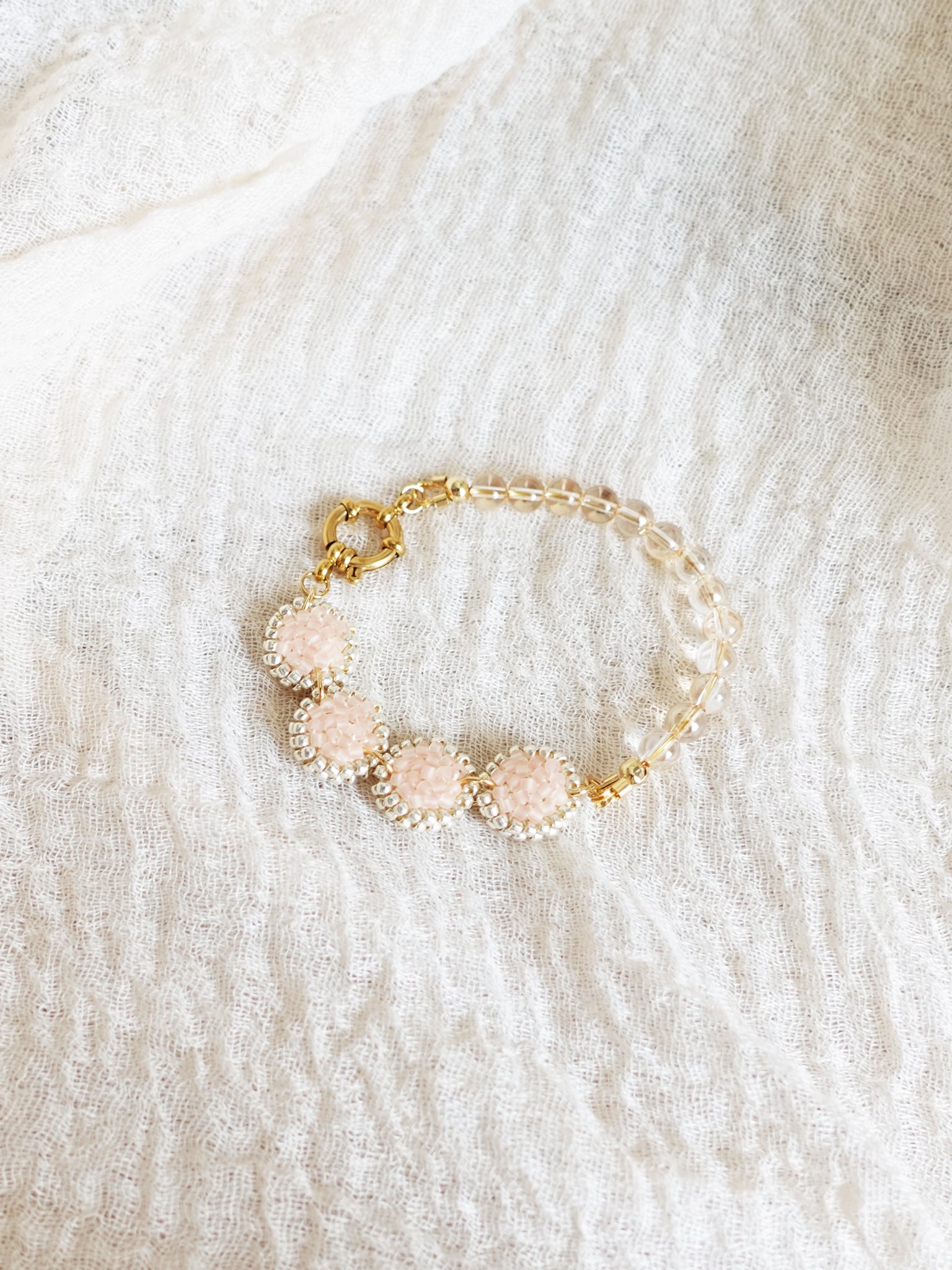 Josie Crystal Bracelet in Blush Pink Right