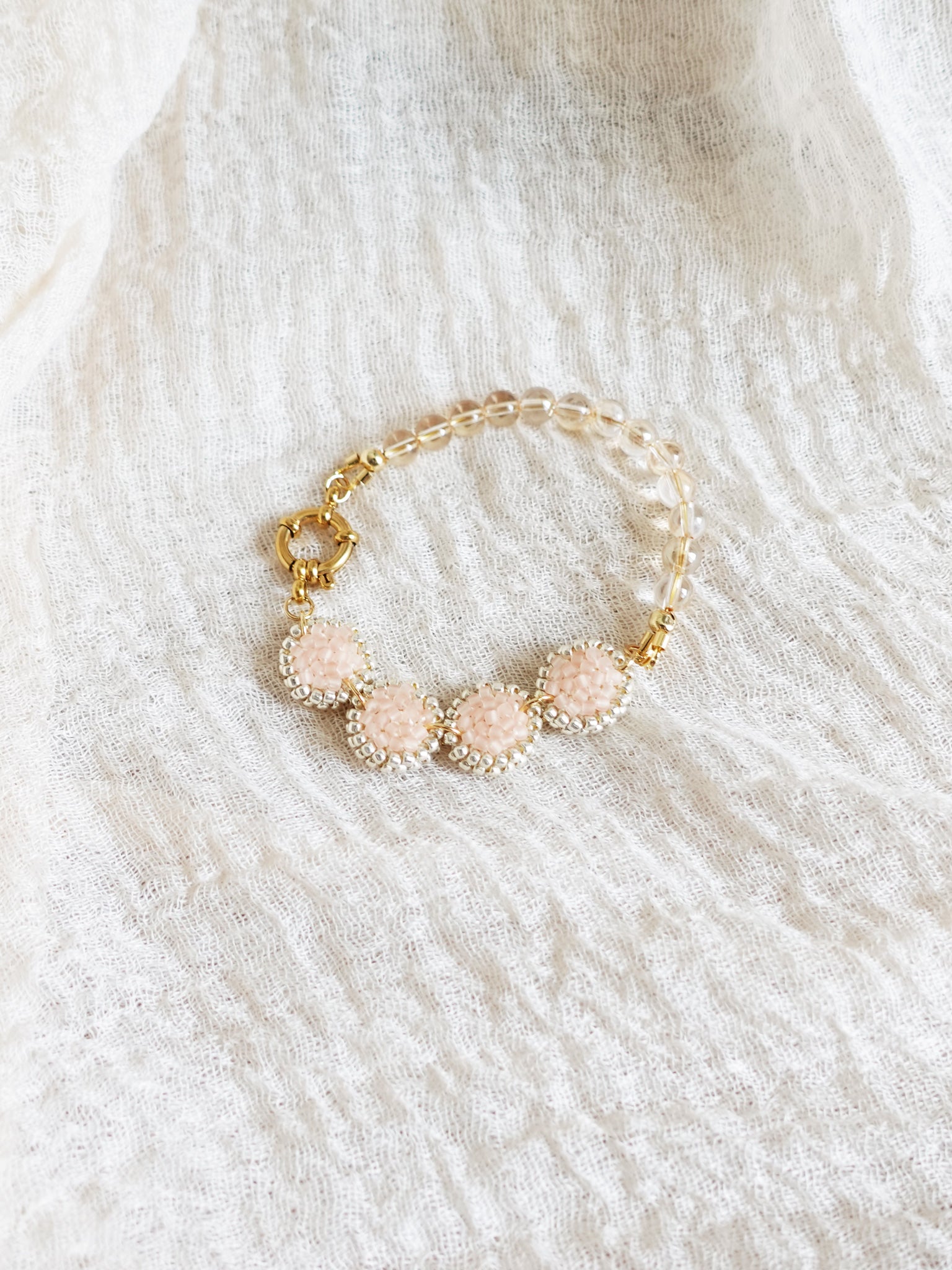 Josie Crystal Bracelet in Blush Pink Top