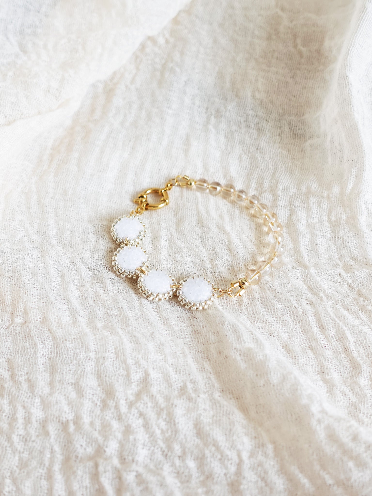 Josie Crystal Bracelet in Cloud White Right 2