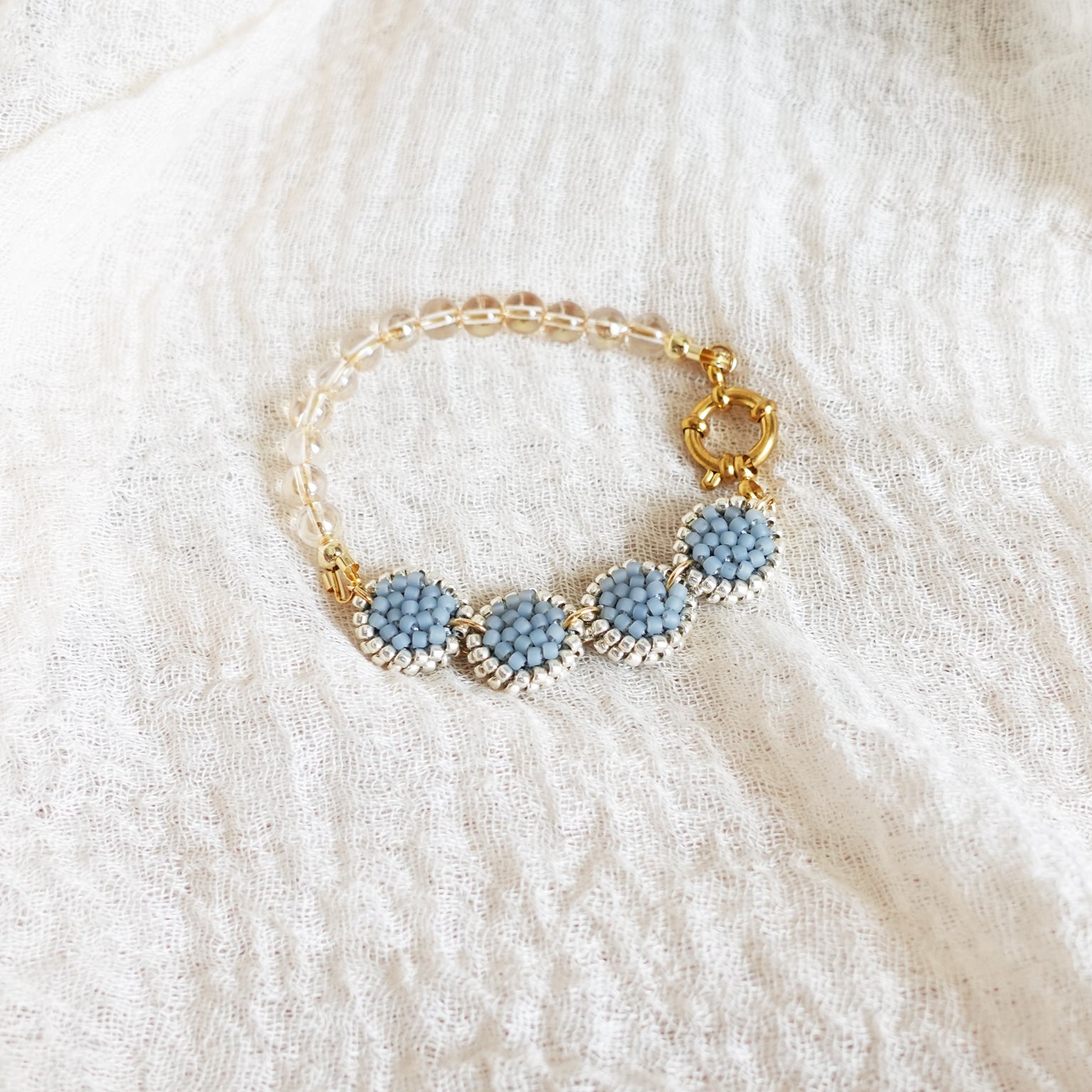 Josie Crystal Bracelet in Grey Front