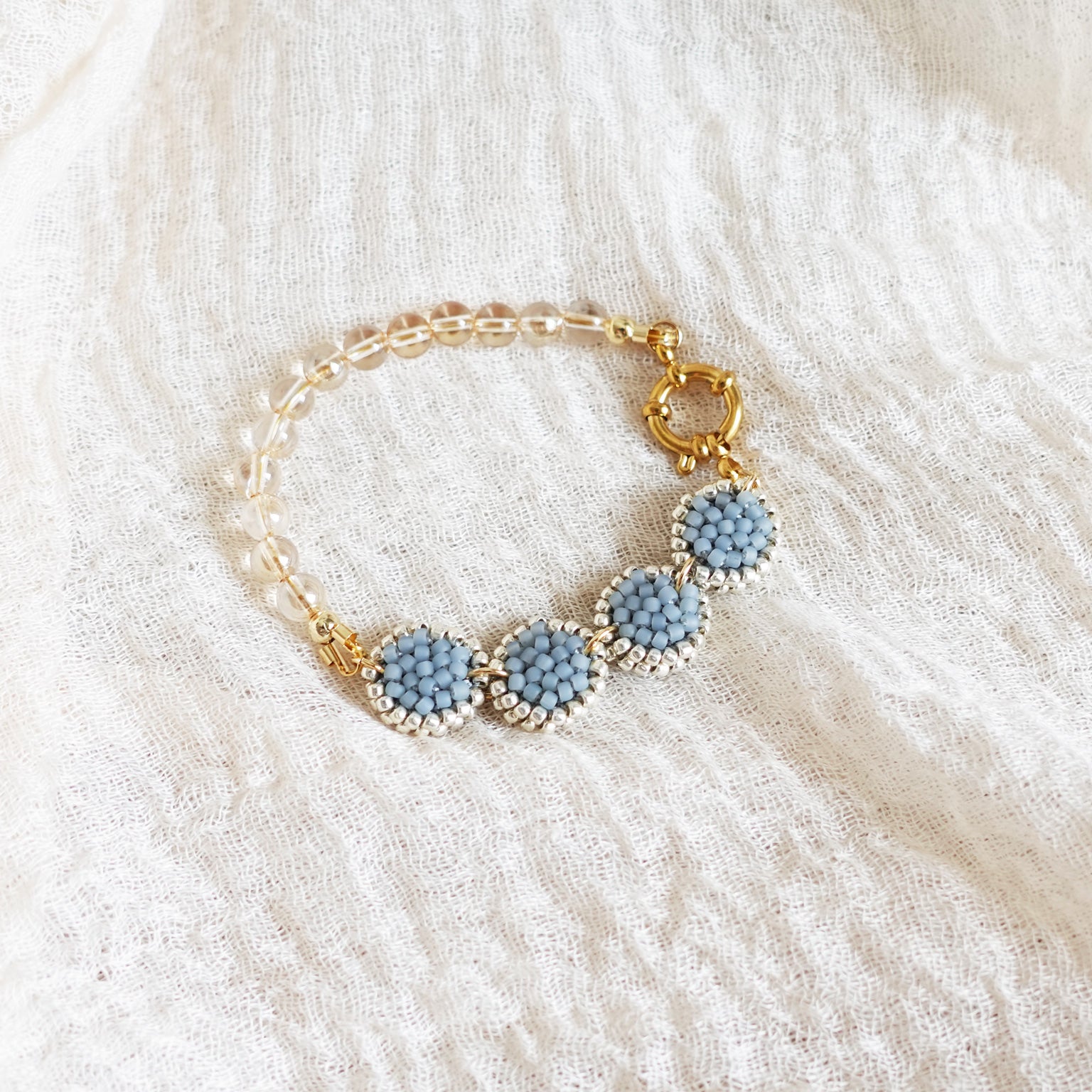 Josie Crystal Bracelet in Grey Left