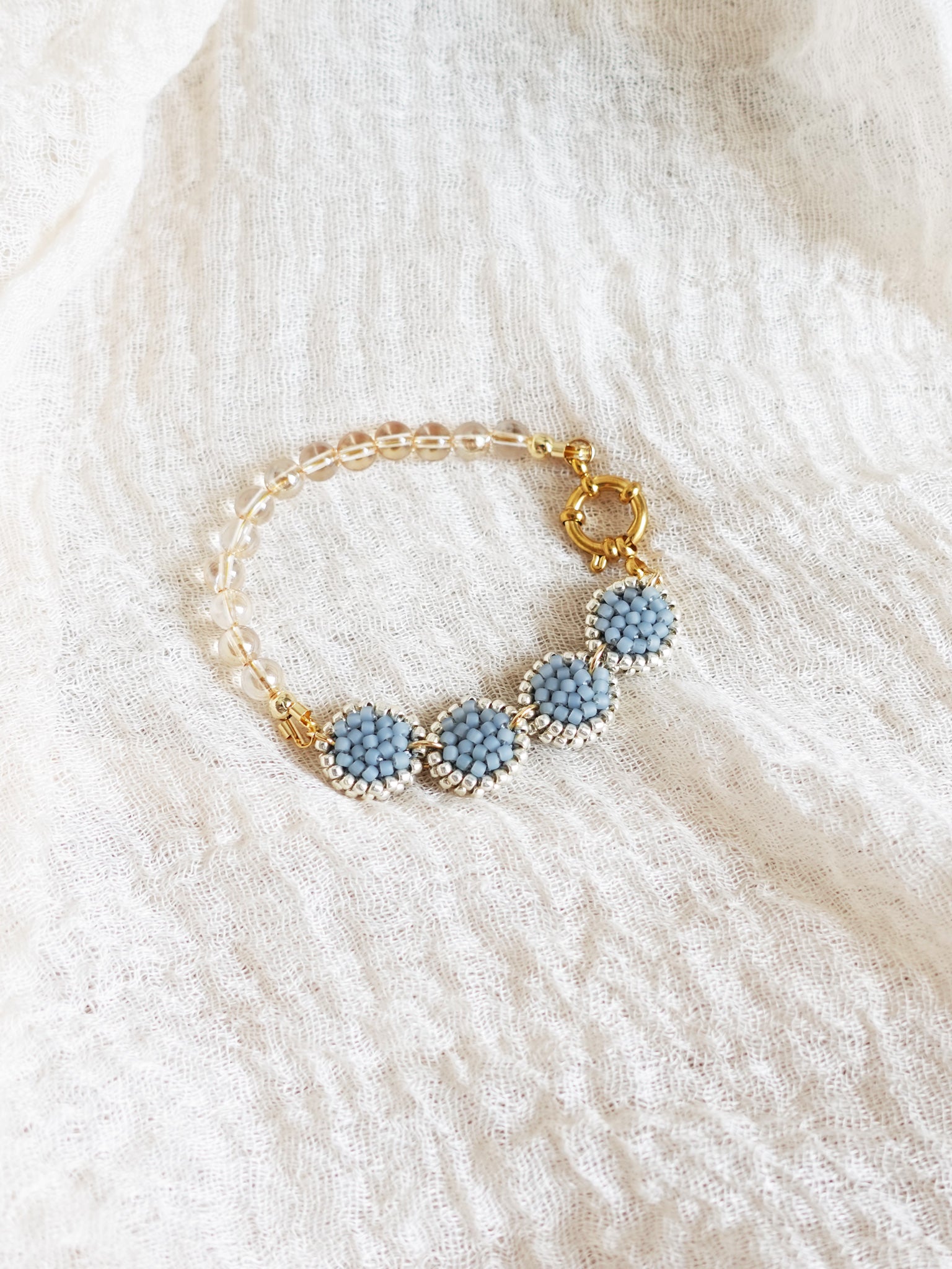 Josie Crystal Bracelet in Grey Left