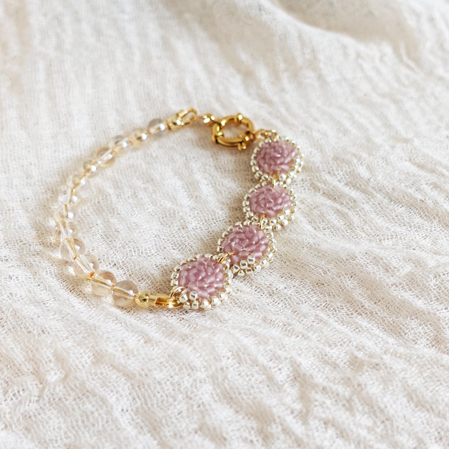 Josie Crystal Bracelet in Mauve Purple Charms