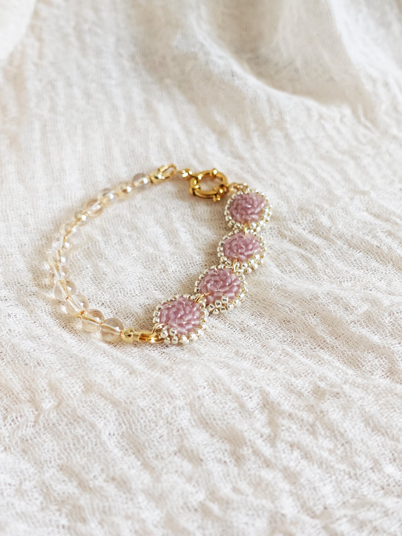 Josie Crystal Bracelet in Mauve Purple Charms