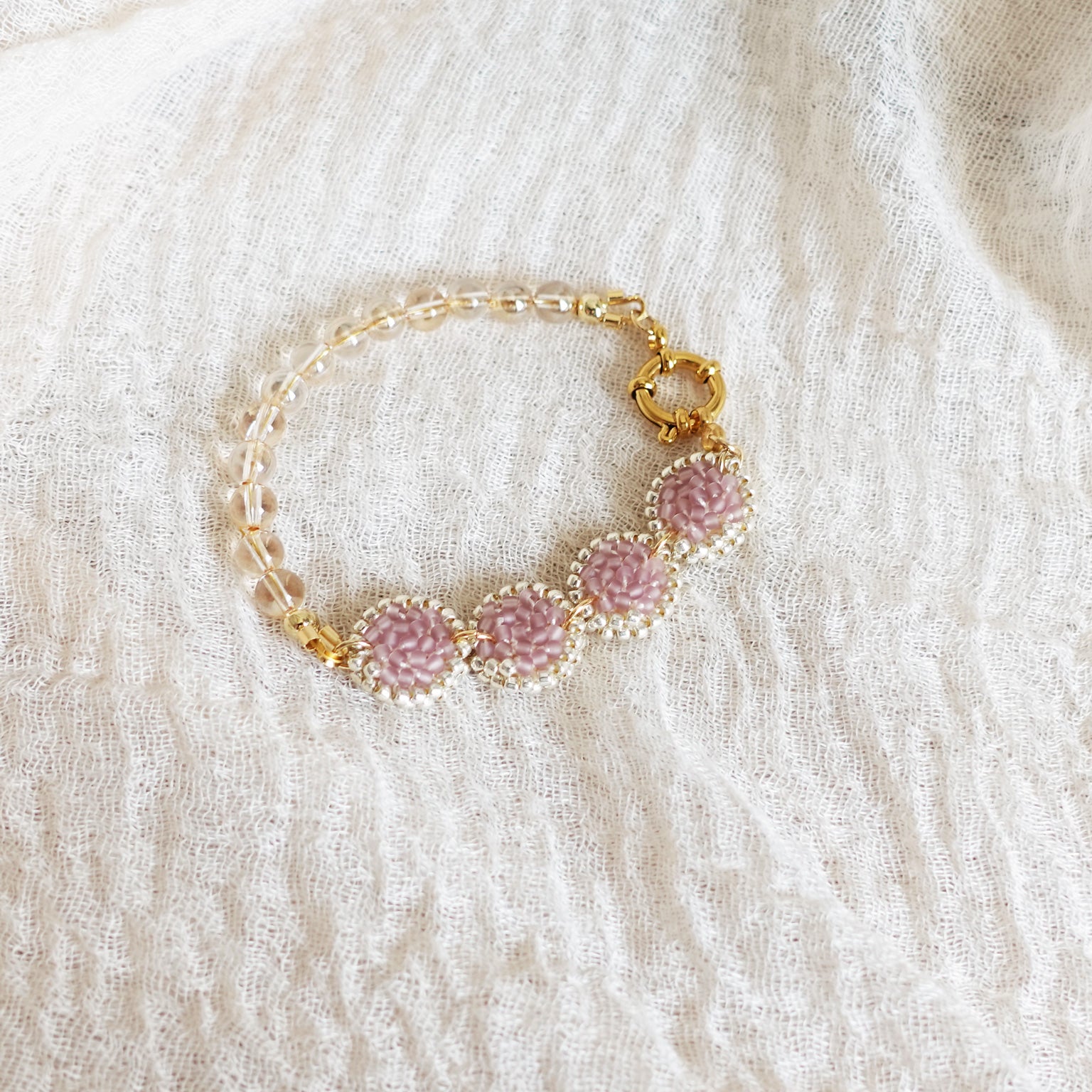 Josie Crystal Bracelet in Mauve Purple Front