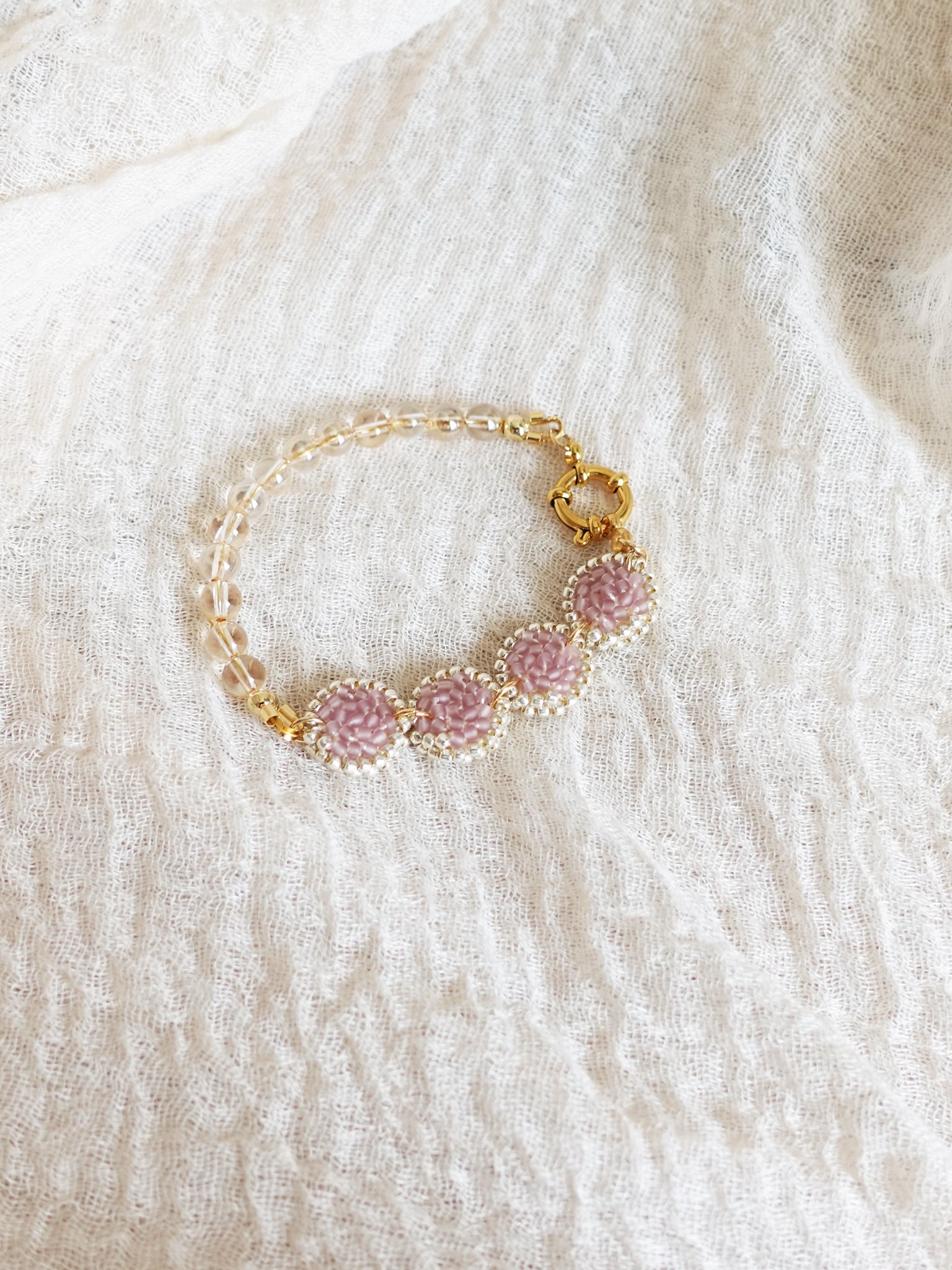 Josie Crystal Bracelet in Mauve Purple Front