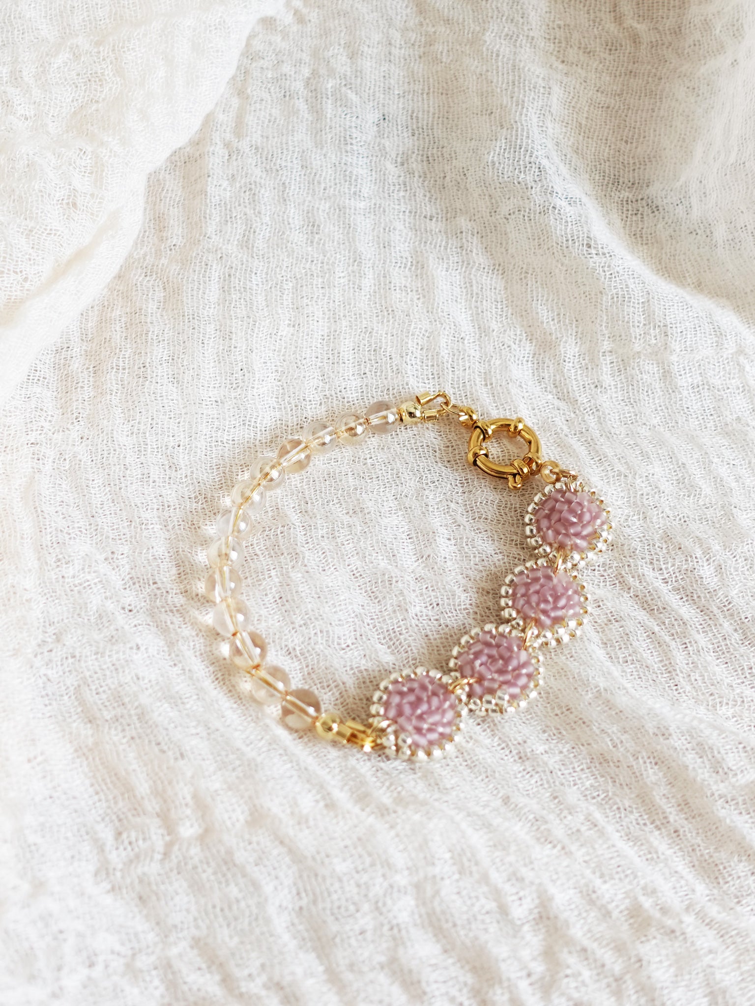 Josie Crystal Bracelet in Mauve Purple Left