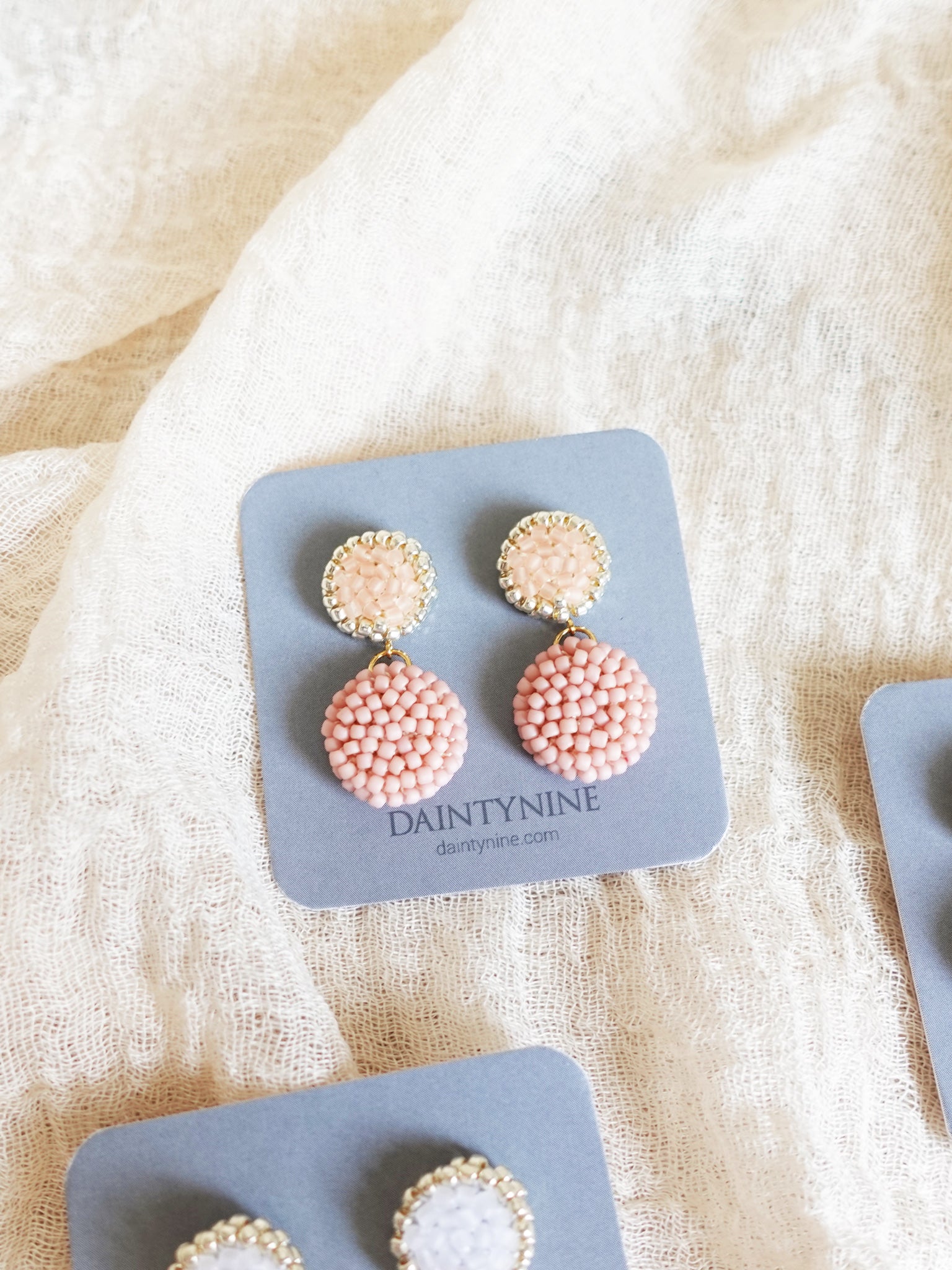 Josie Drop Earrings in Blush Pink Card