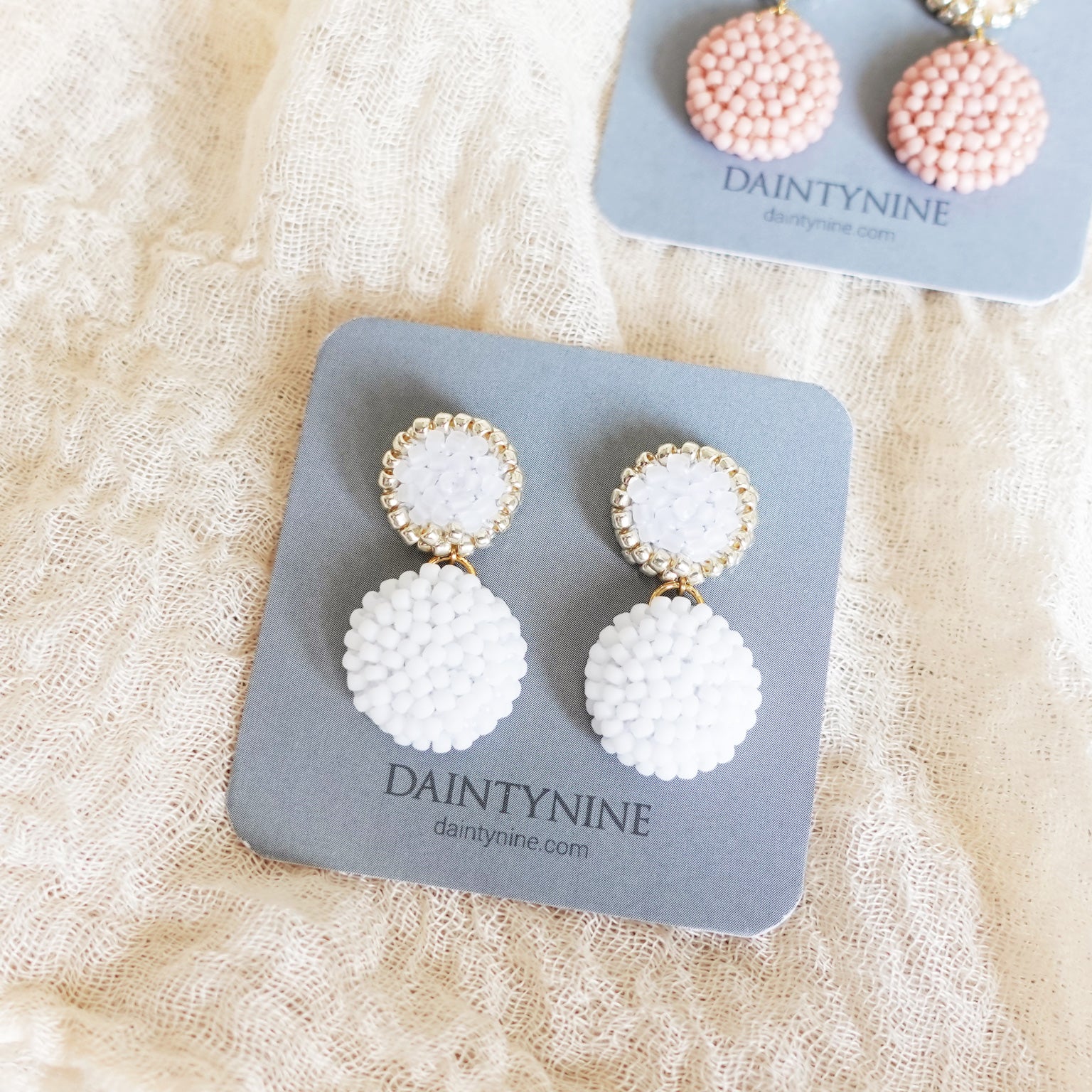 Josie Drop Earrings in Cloud White Card