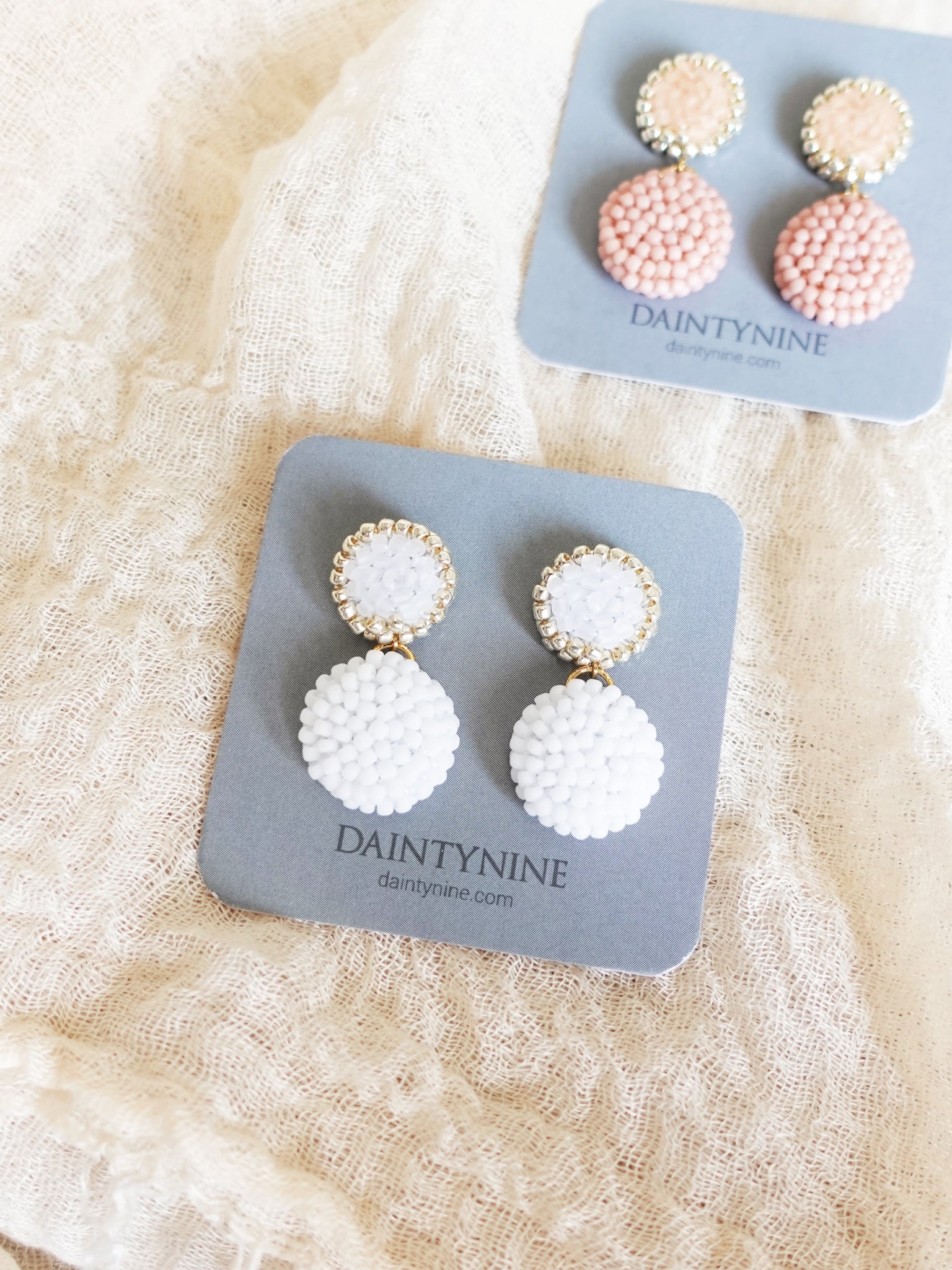 Josie Drop Earrings in Cloud White Card