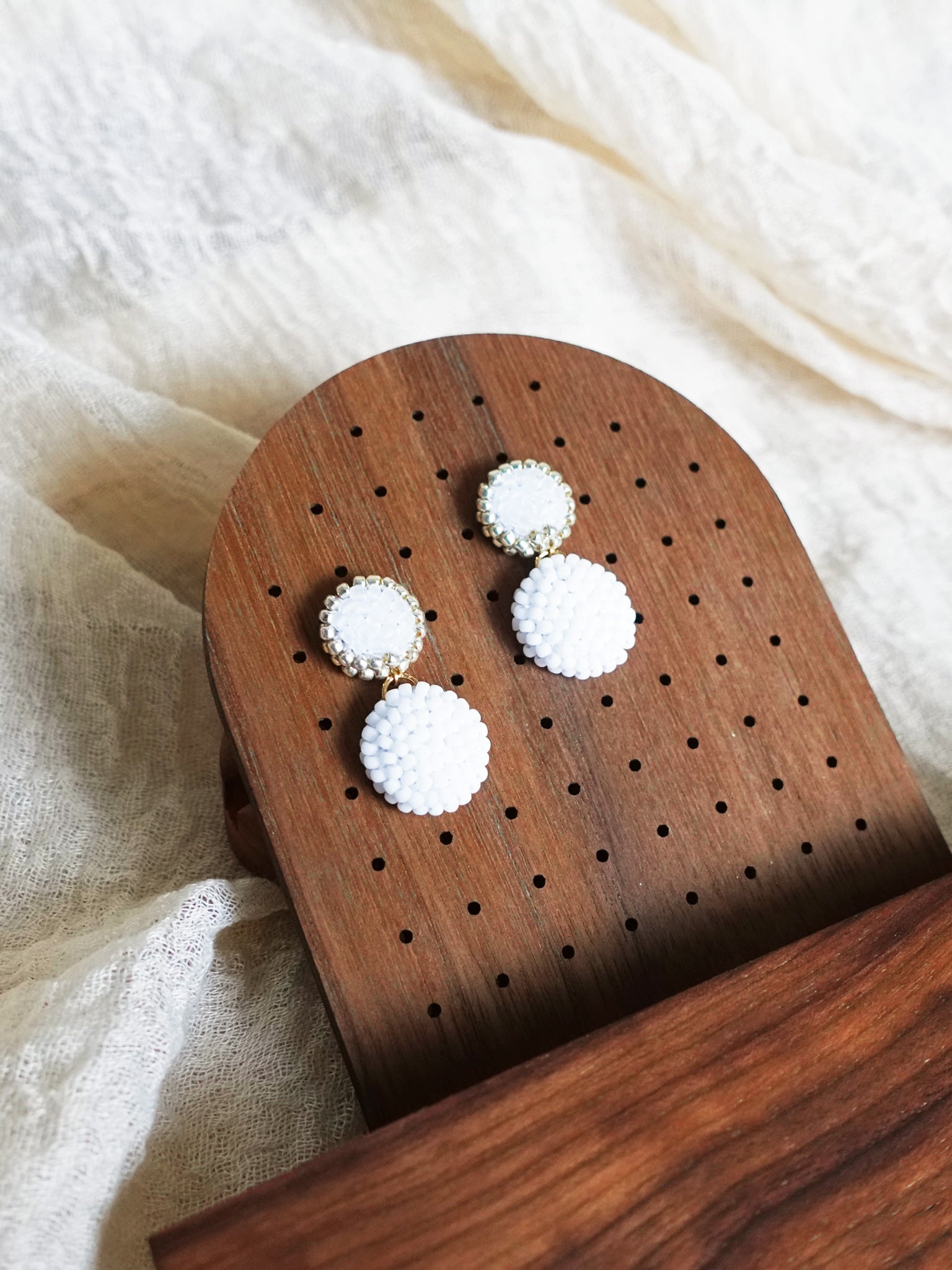 Josie Drop Earrings in Cloud White Display Left