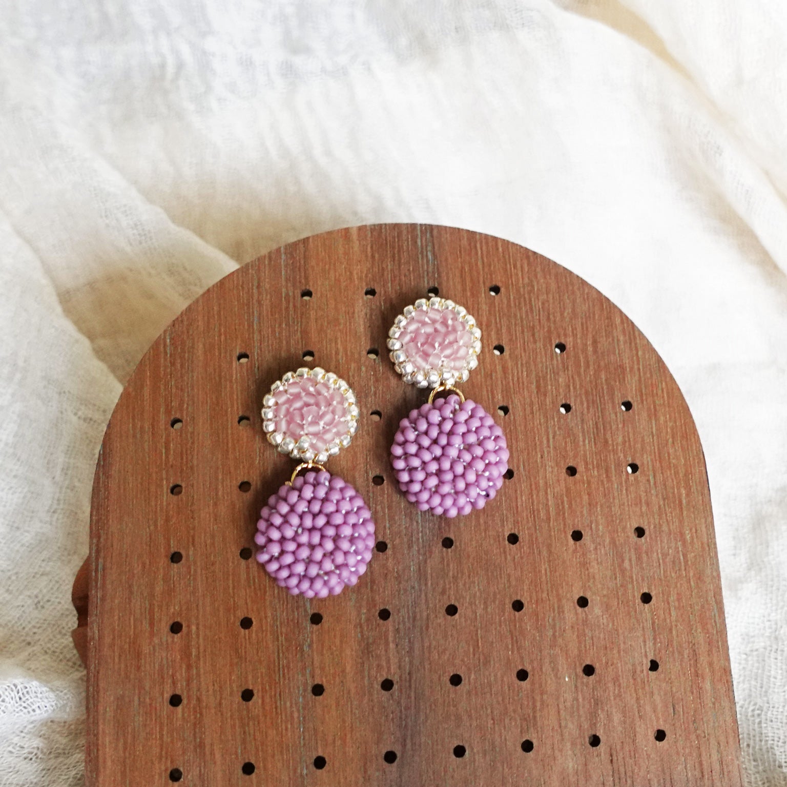 Josie Drop Earrings in Mauve Purple Display