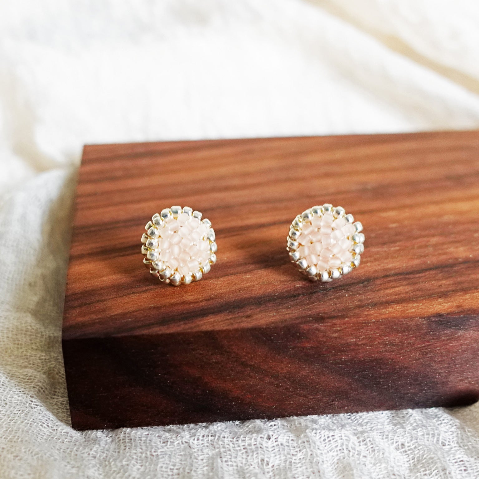 Josie Stud Earrings in Blush Pink Display Front 1