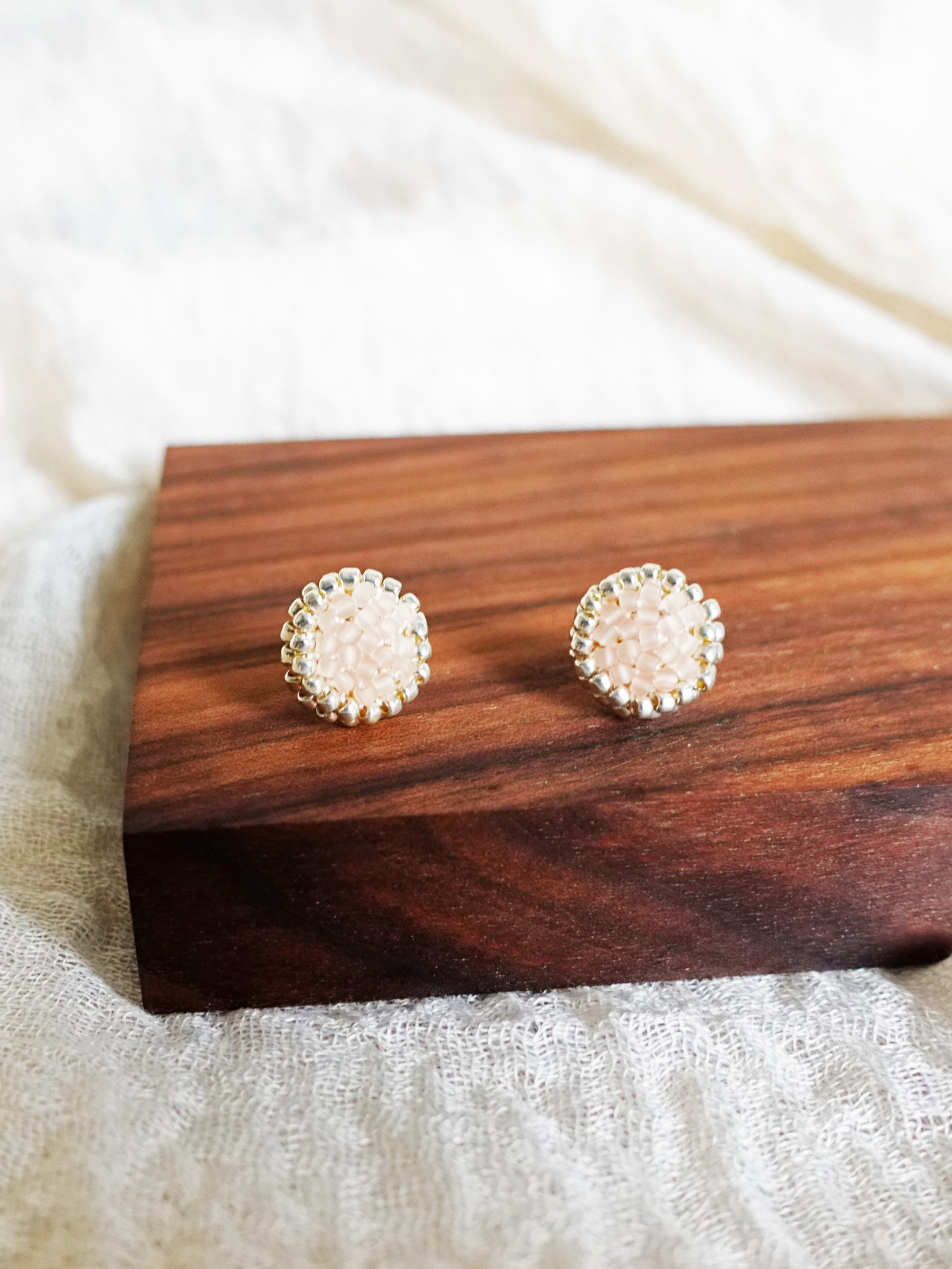 Josie Stud Earrings in Blush Pink Display Front 1