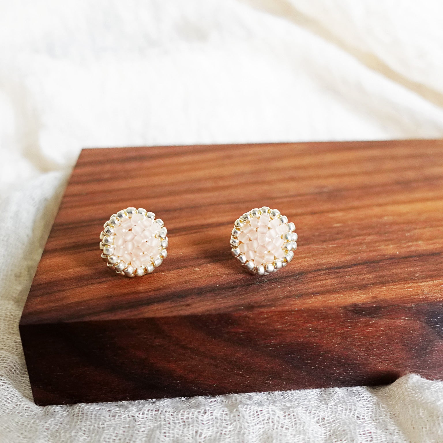 Josie Stud Earrings in Blush Pink Display Front 2