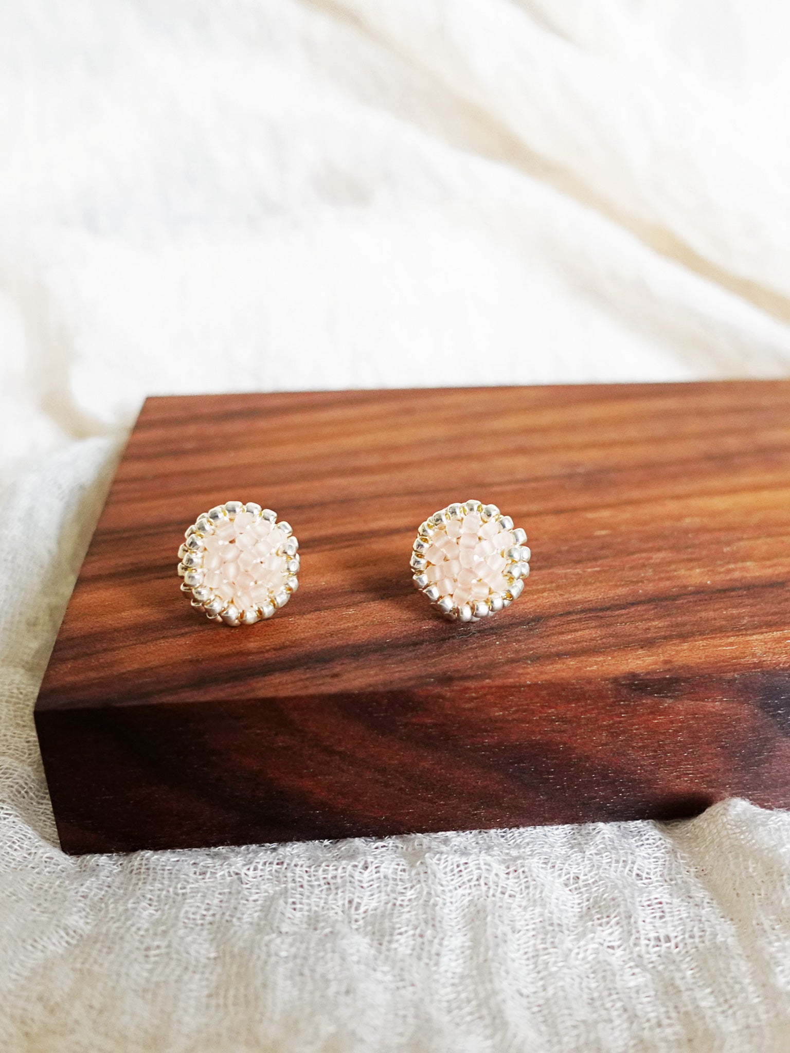 Josie Stud Earrings in Blush Pink Display Front 2