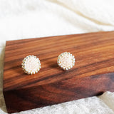 Josie Stud Earrings in Blush Pink Display Left