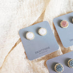 Josie Stud Earrings in Cloud White Card