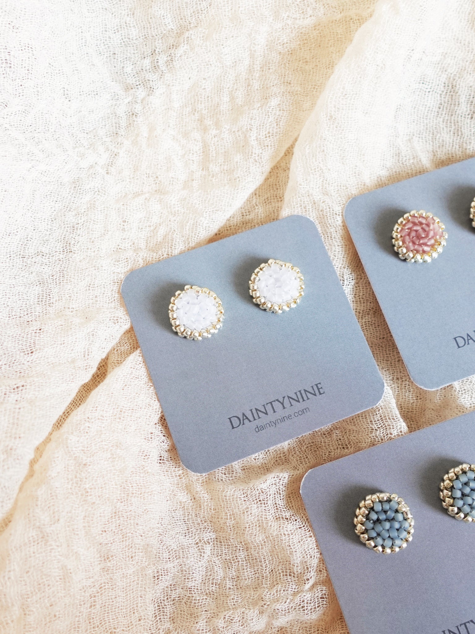 Josie Stud Earrings in Cloud White Card