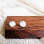 Josie Stud Earrings in Cloud White Display Front
