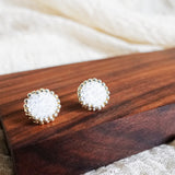 Josie Stud Earrings in Cloud White Display Left