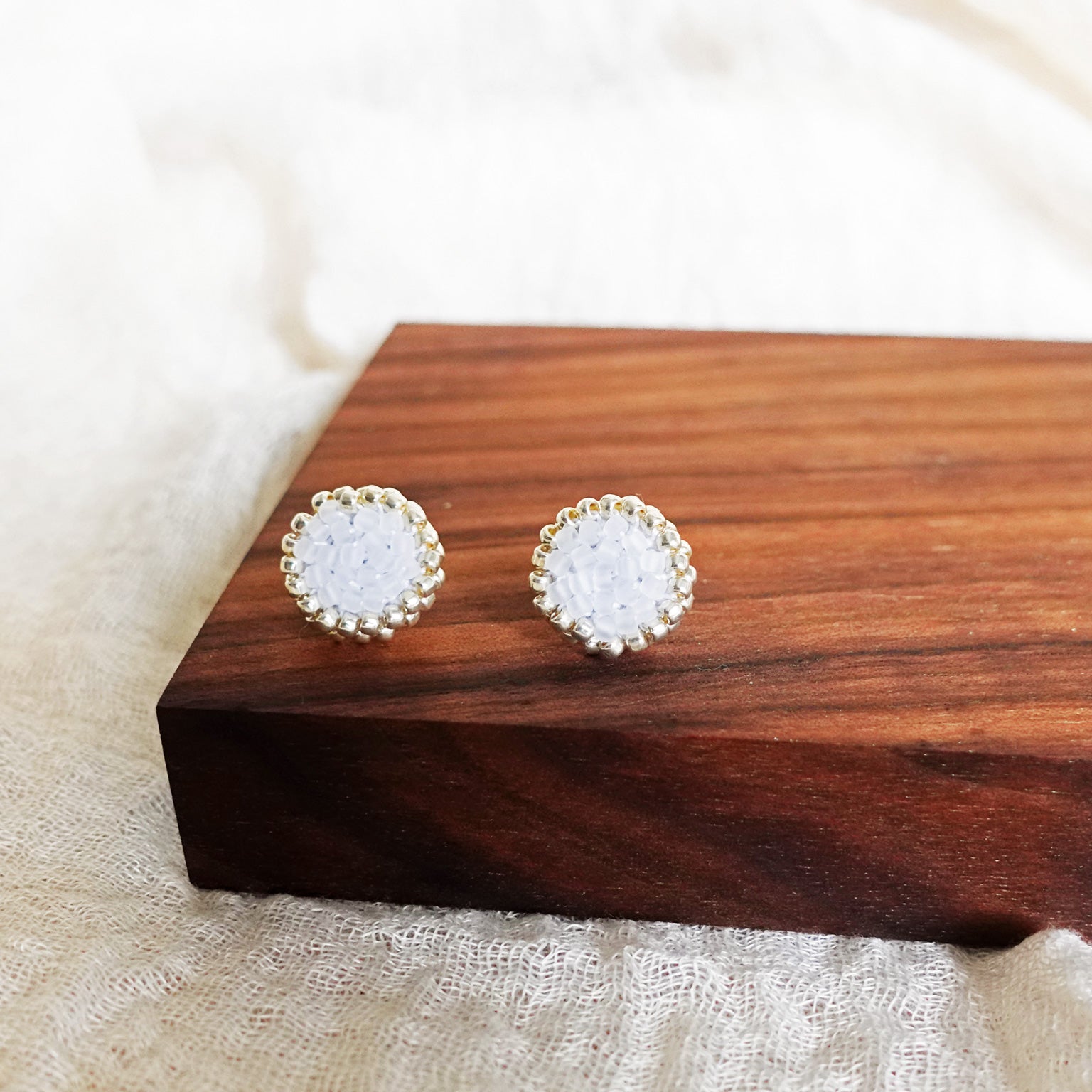 Josie Stud Earrings in Cloud White Display Right