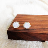 Josie Stud Earrings in Cloud White Display Right