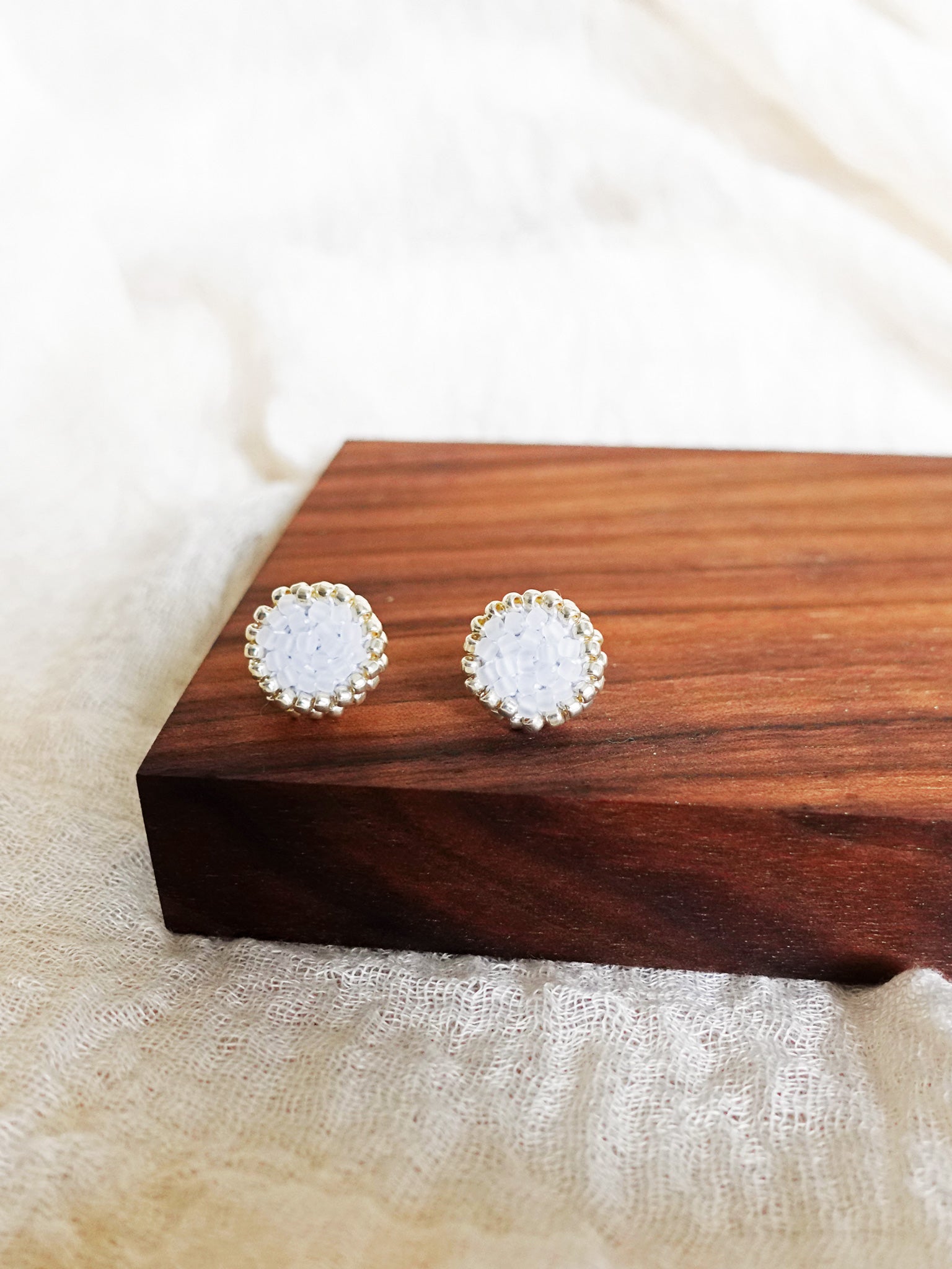 Josie Stud Earrings in Cloud White Display Right