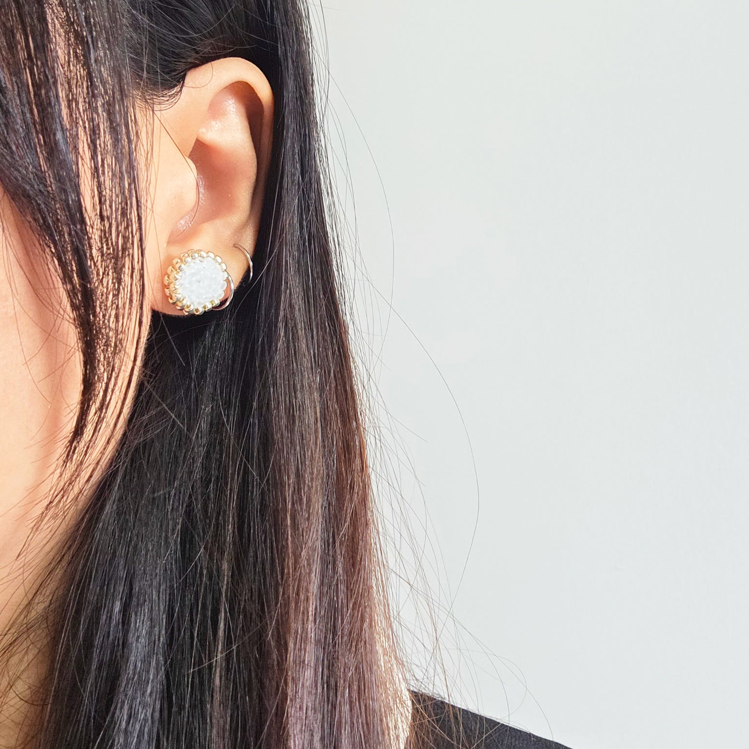 Josie Stud Earrings in Cloud White Model