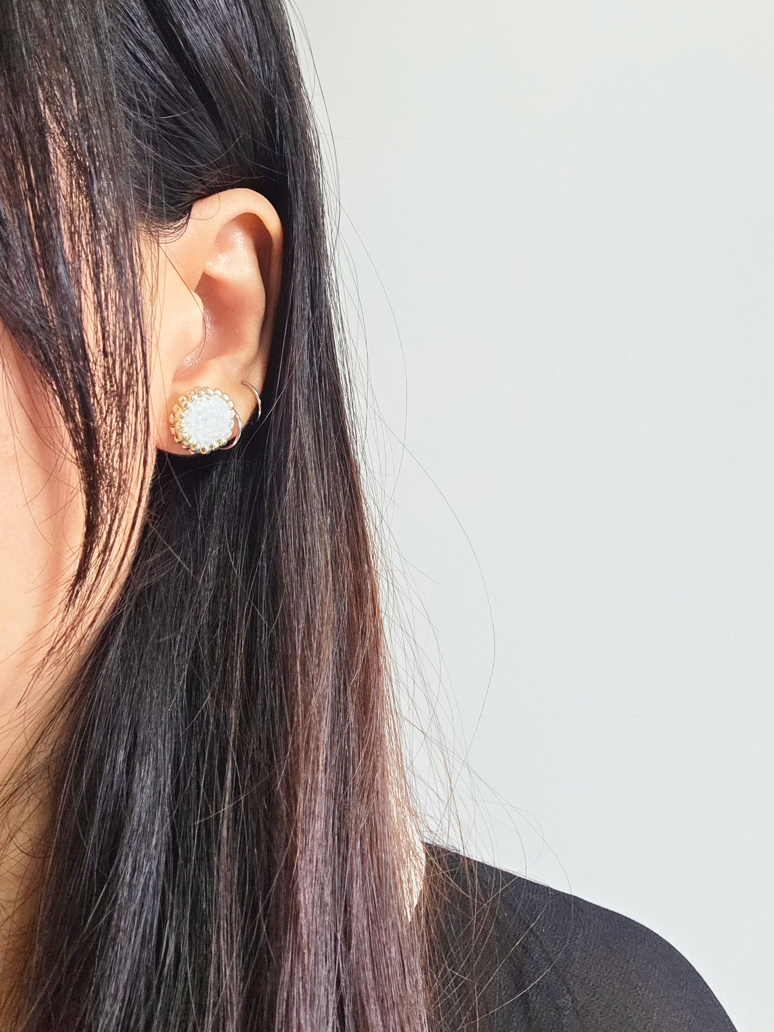 Josie Stud Earrings in Cloud White Model