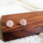 Josie Stud Earrings in Mauve Purple Display Close