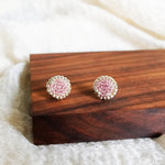 Josie Stud Earrings in Mauve Purple Display Front 1