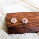 Josie Stud Earrings in Mauve Purple Display Front 1