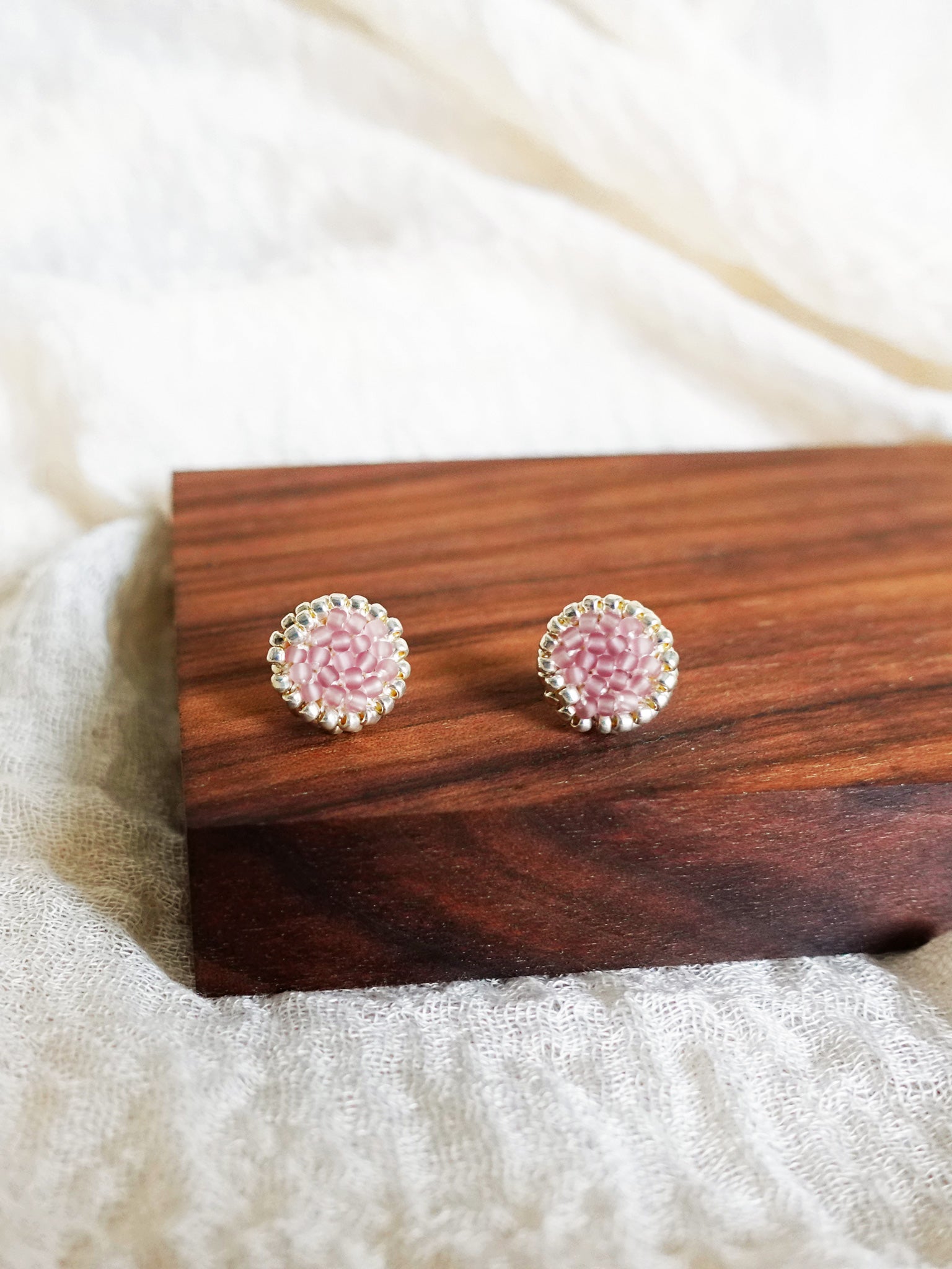 Josie Stud Earrings in Mauve Purple Display Front 1