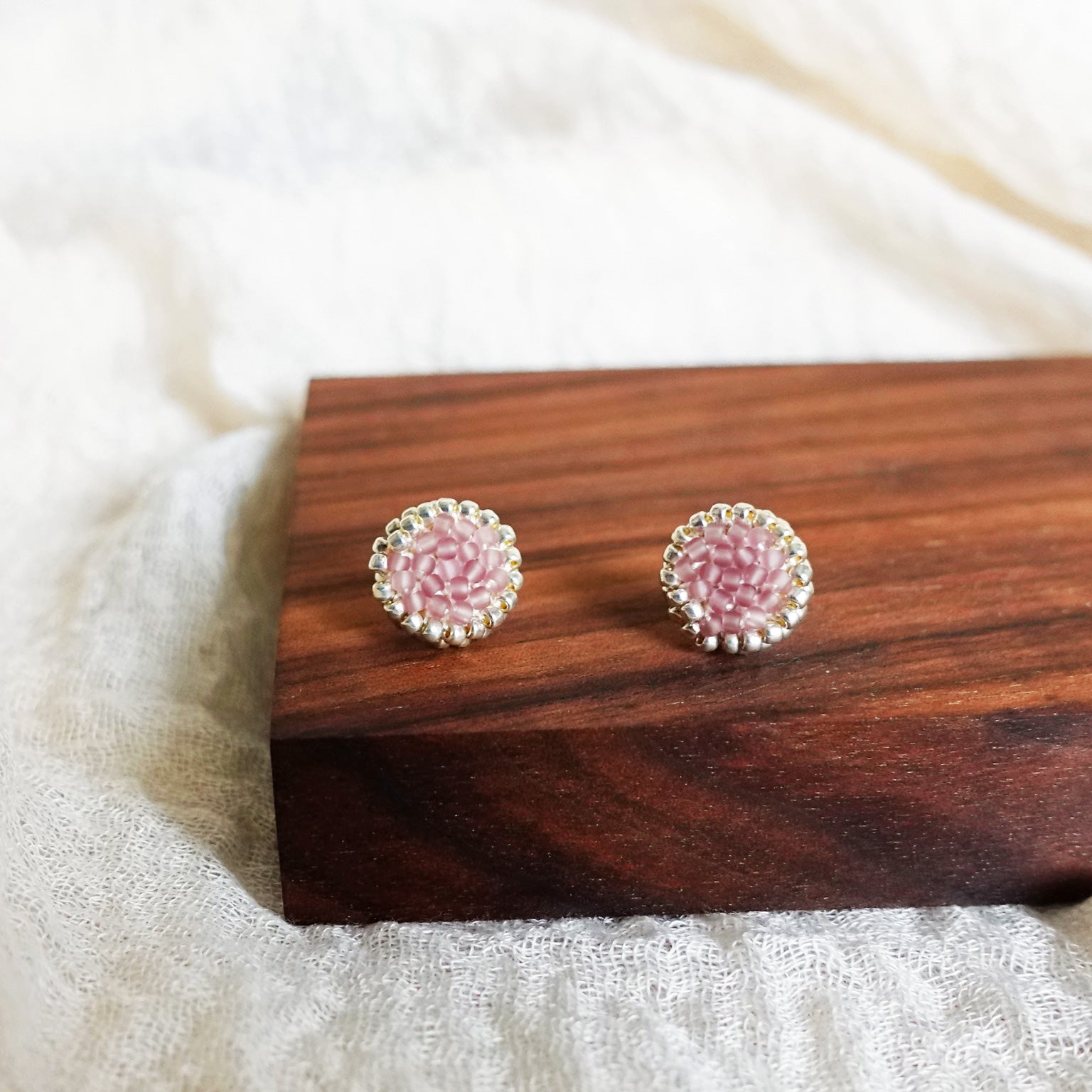 Josie Stud Earrings in Mauve Purple Display Front 2