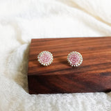 Josie Stud Earrings in Mauve Purple Display Front 2