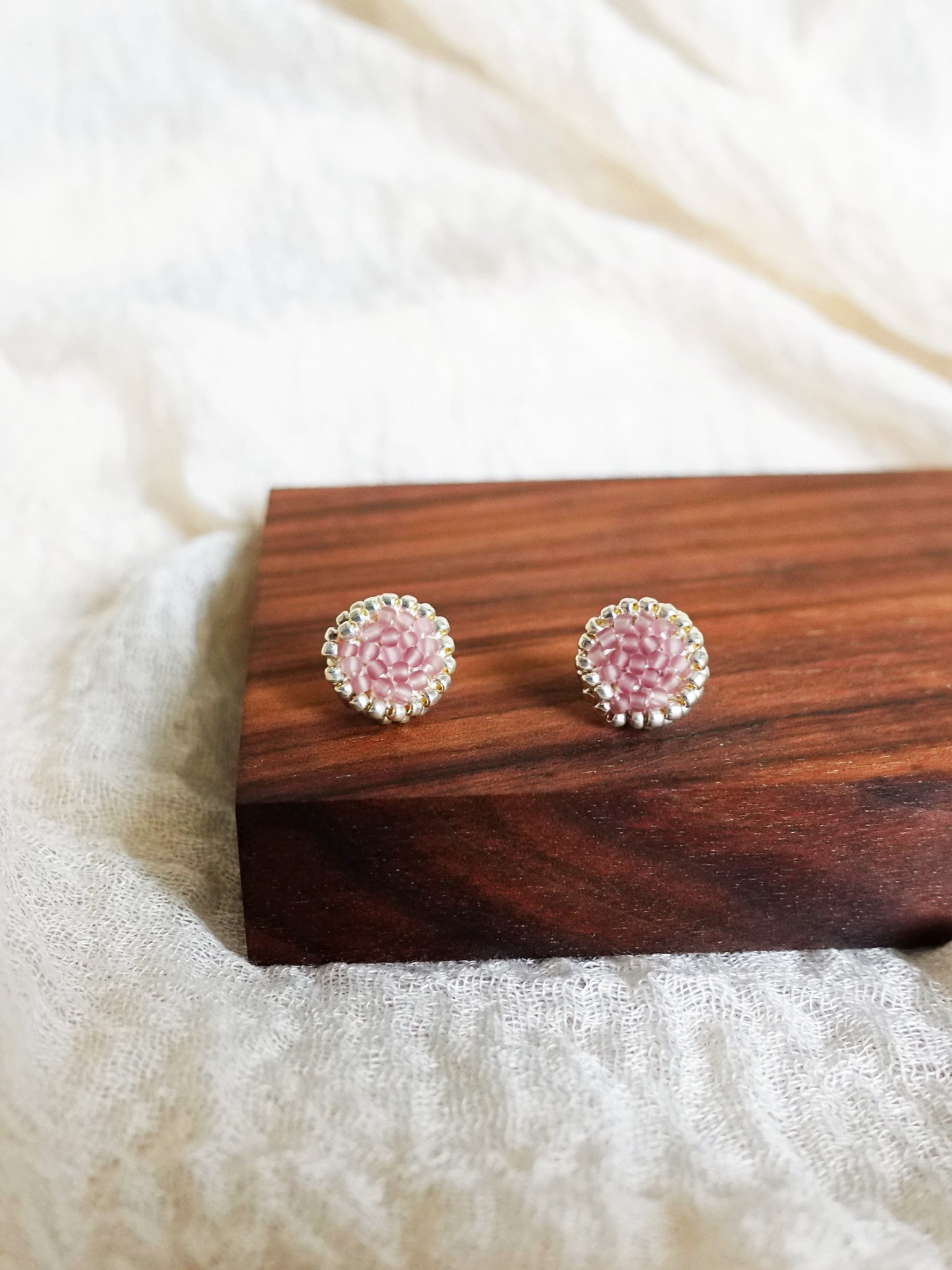 Josie Stud Earrings in Mauve Purple Display Front 2