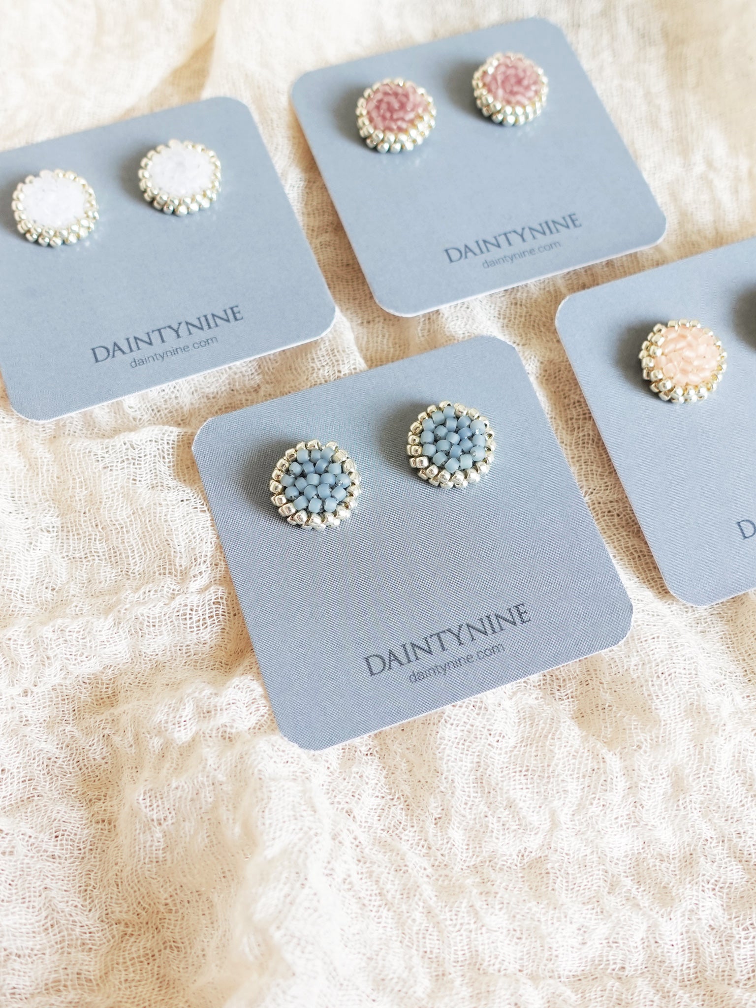 Josie Stud Earrings in Smoke Grey Card