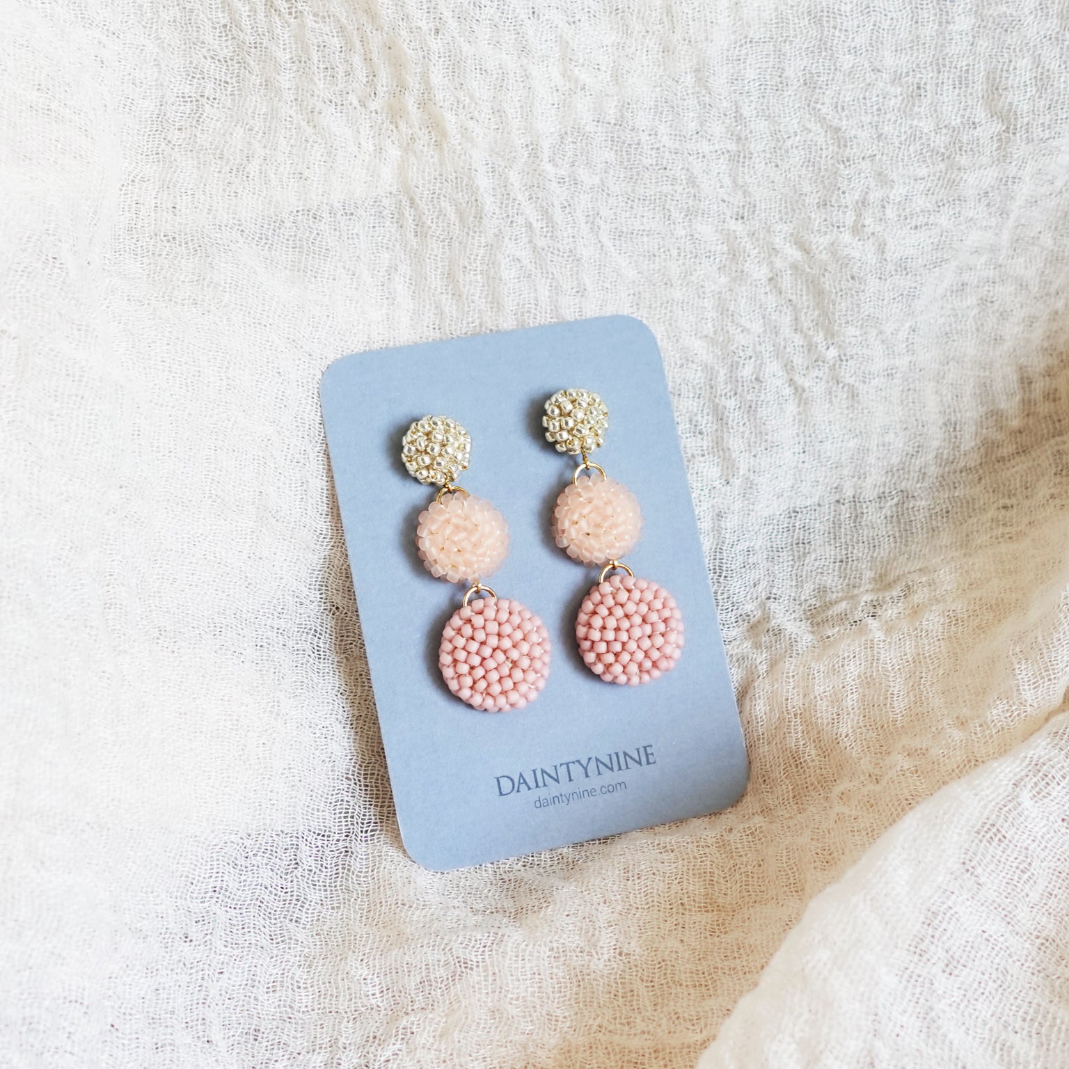 Juno Earrings in Blush Pink Card