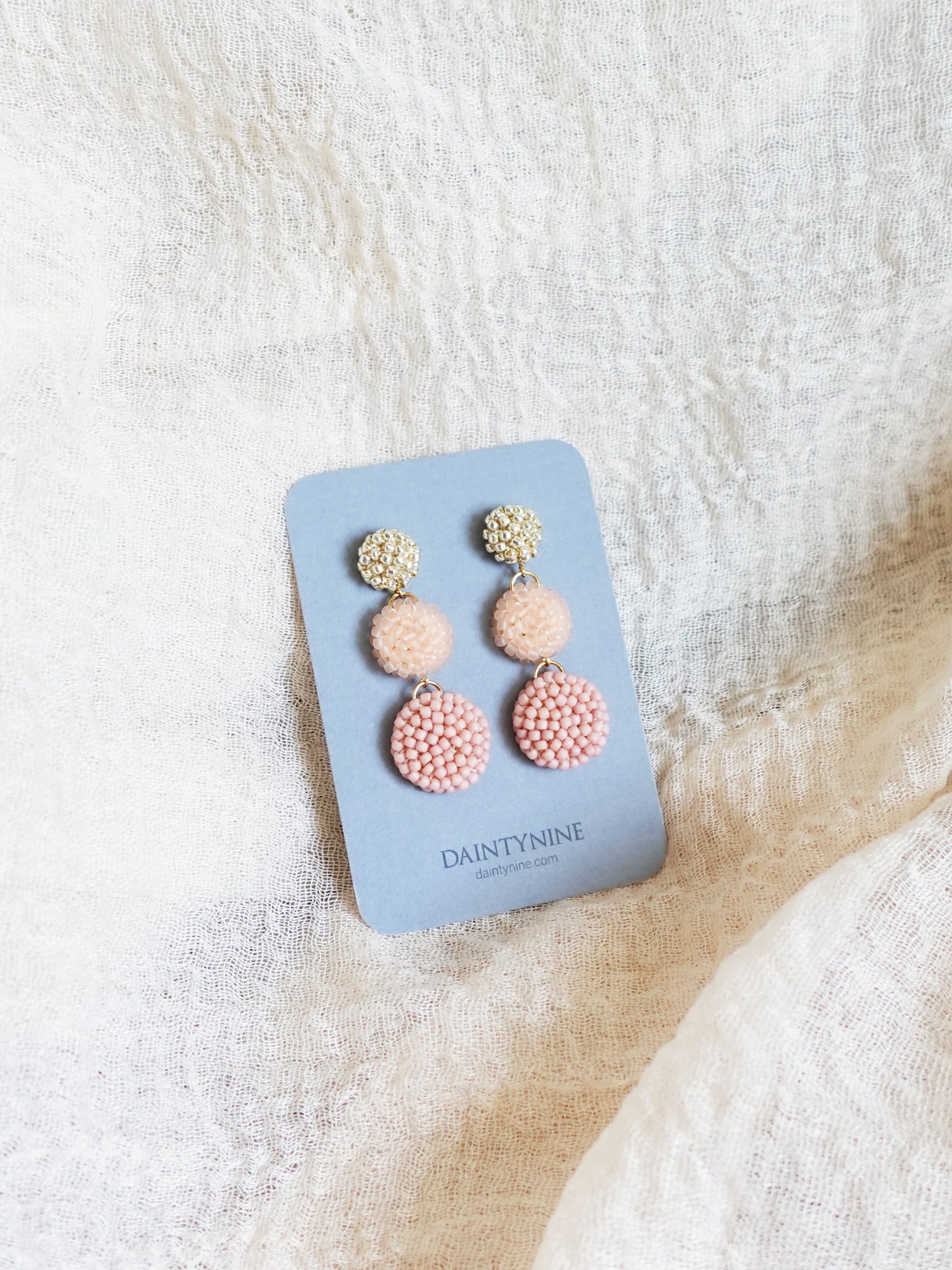 Juno Earrings in Blush Pink Card