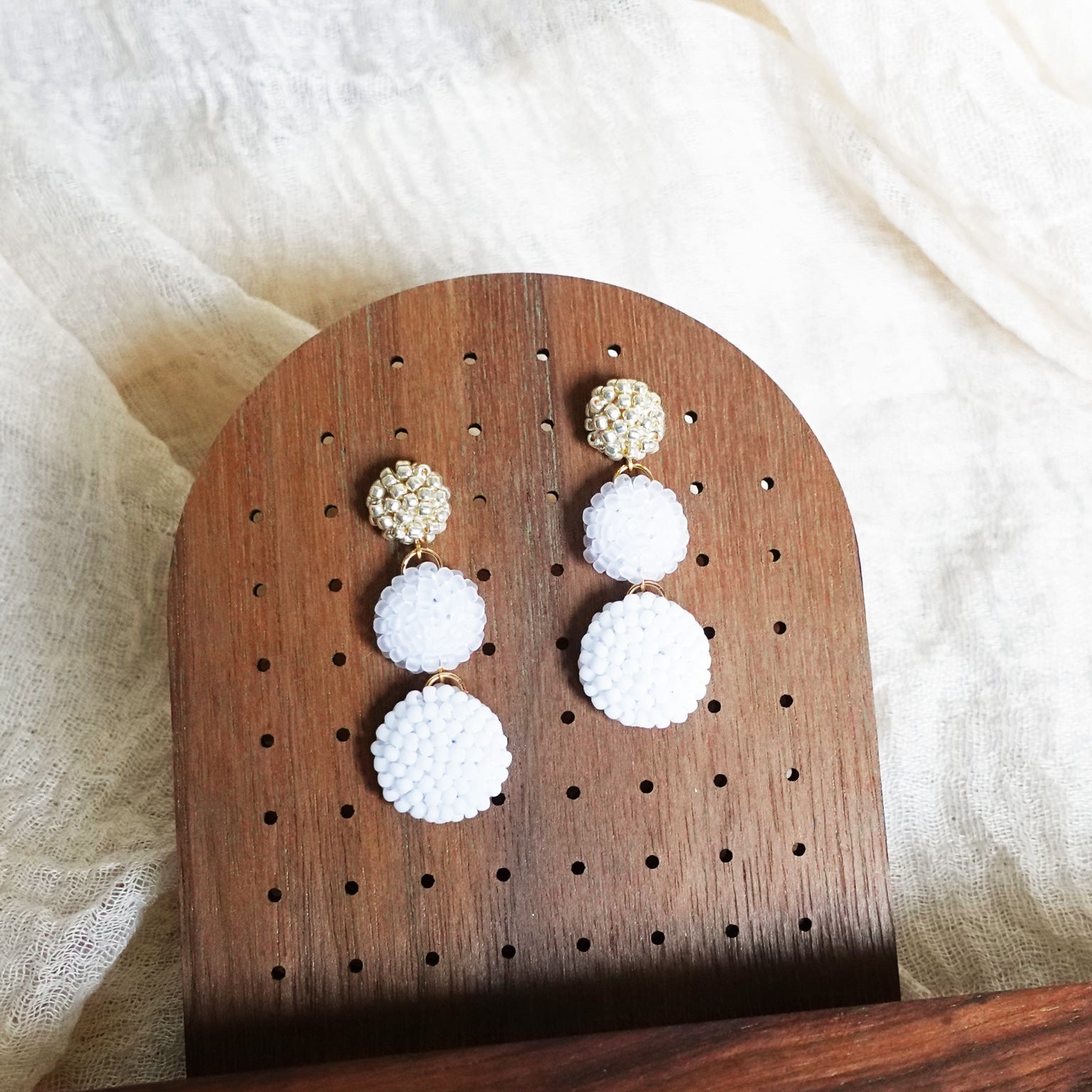 Juno Earrings in Cloud White Display Front 2