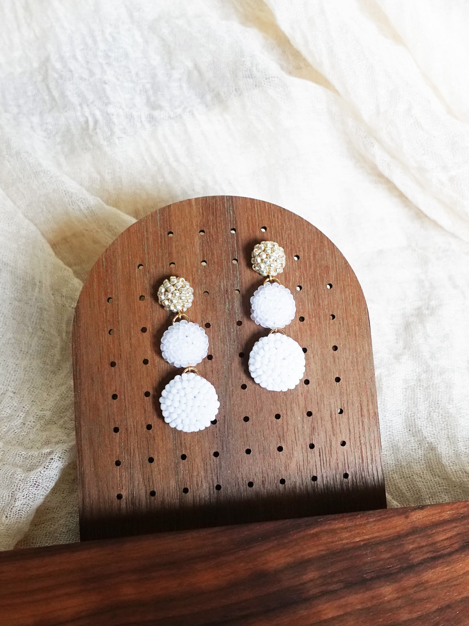 Juno Earrings in Cloud White Display Front 2
