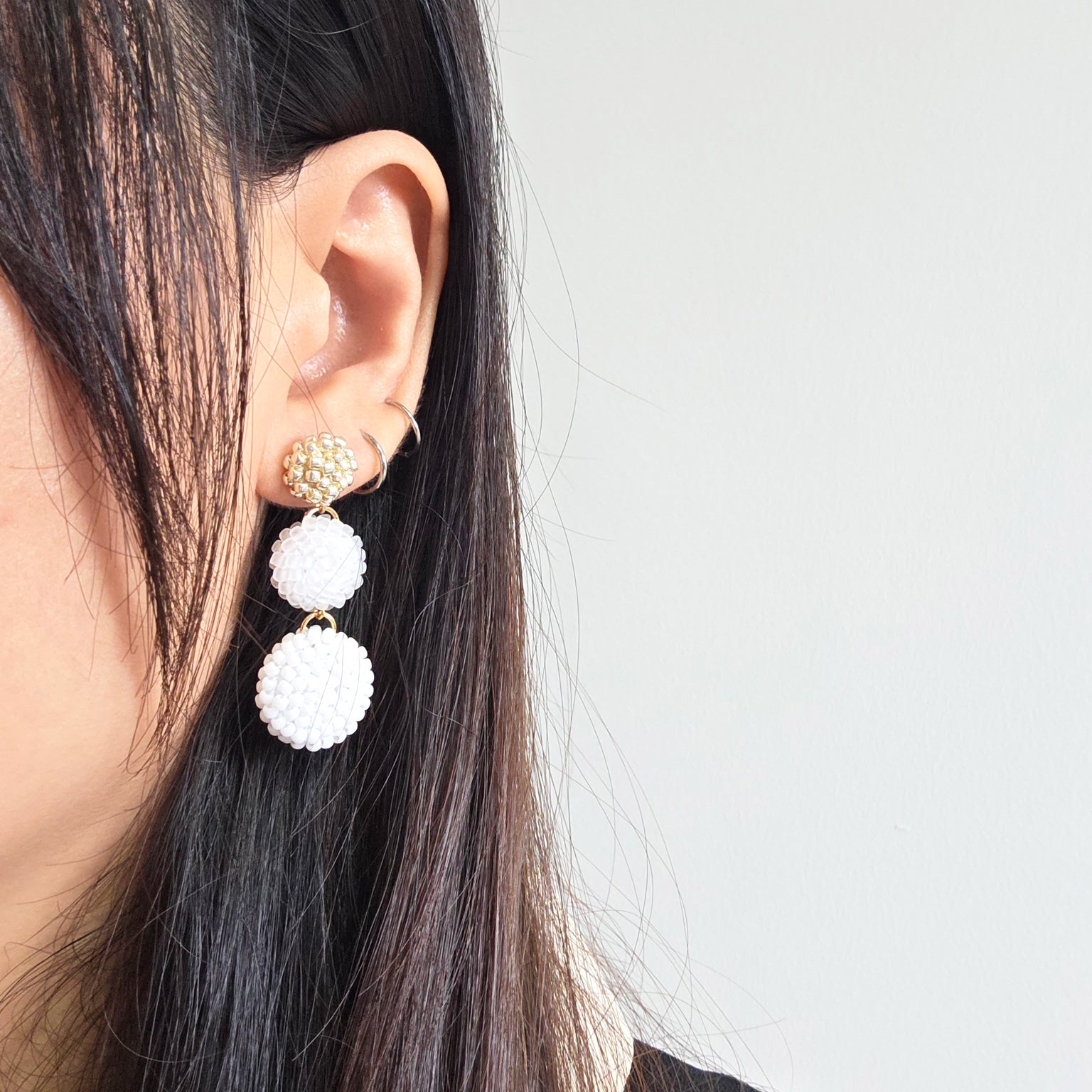 Juno Earrings in Cloud White Model