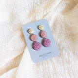 Juno Earrings in Mauve Purple Card